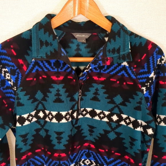 Eddie Bauer Women's Aztec 1/4 Zip Micro Fleece Lightweight Pullover Size Medium - Picture 7 of 10